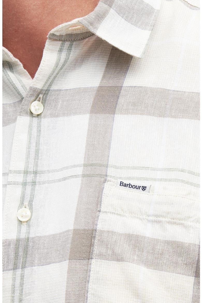 Croft Regular Fit Plaid Short Sleeve Linen Blend Button-Up Shirt, Alternate, color, SALTMARSH TARTAN
