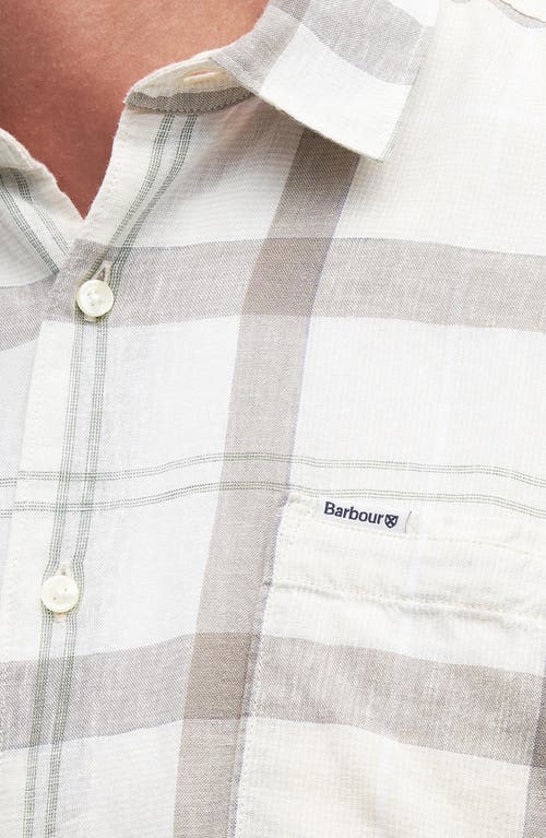 Barbour Croft Regular Fit Plaid Short Sleeve Linen Blend Button-up Shirt In Saltmarsh Tartan