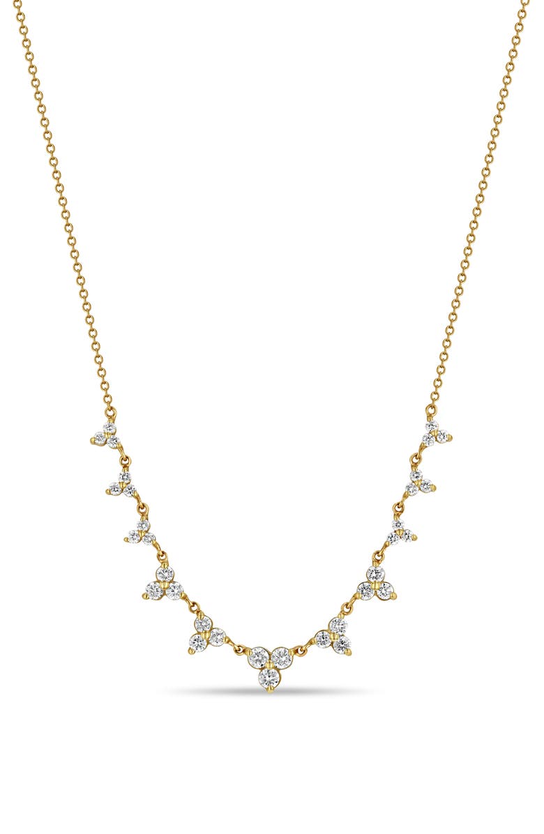 Zoë Chicco Graduated Diamond Trio Frontal Necklace, Main, color, 14K Yellow Gold