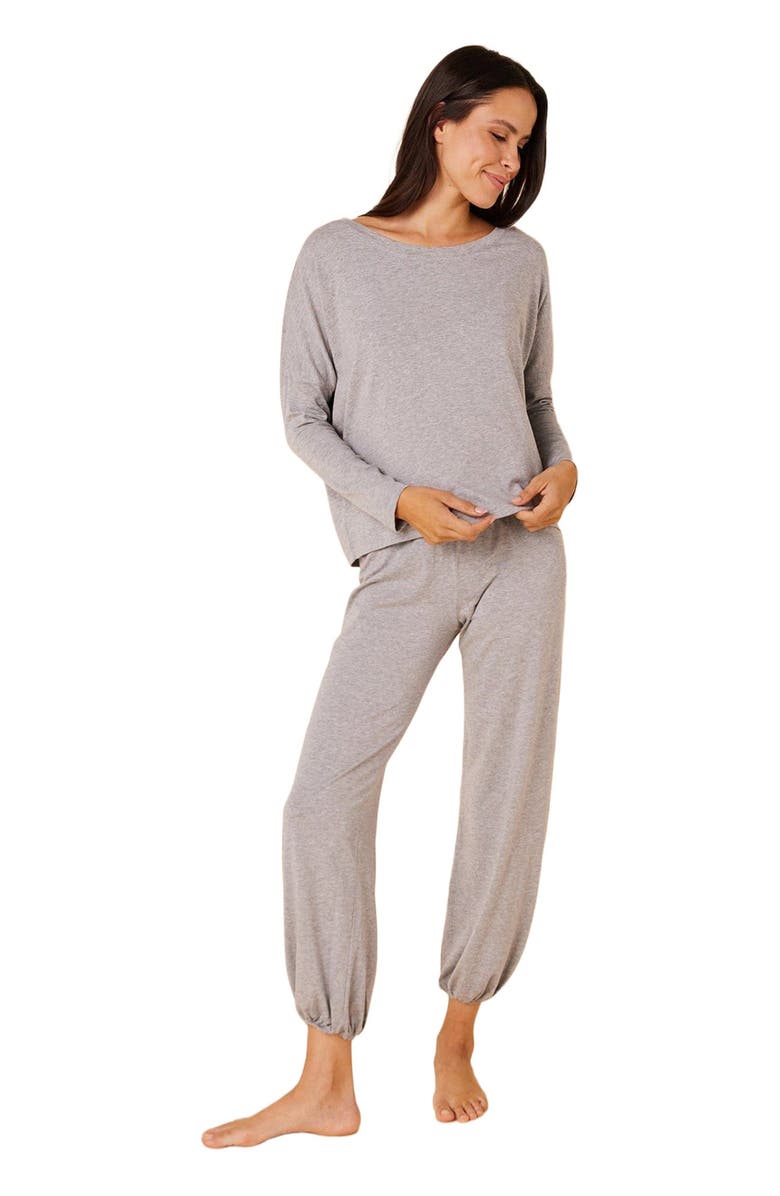 The Cat's Pajamas Pima Knit Holiday Pullover Set, Main, color, Classic Heather Grey