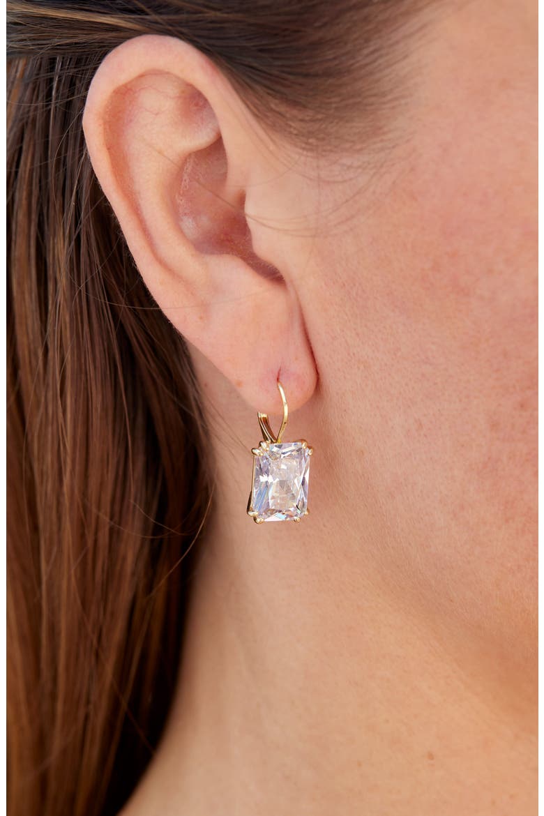Cubic Zirconia Drop Lever Back Earrings, Alternate, color, YELLOW