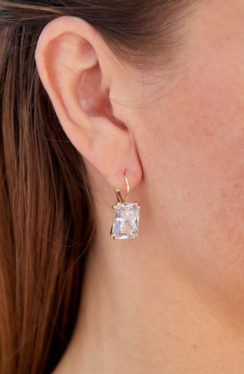 SAVVY CIE JEWELS Cubic Zirconia Drop Lever Back Earrings, Alternate, color, Yellow