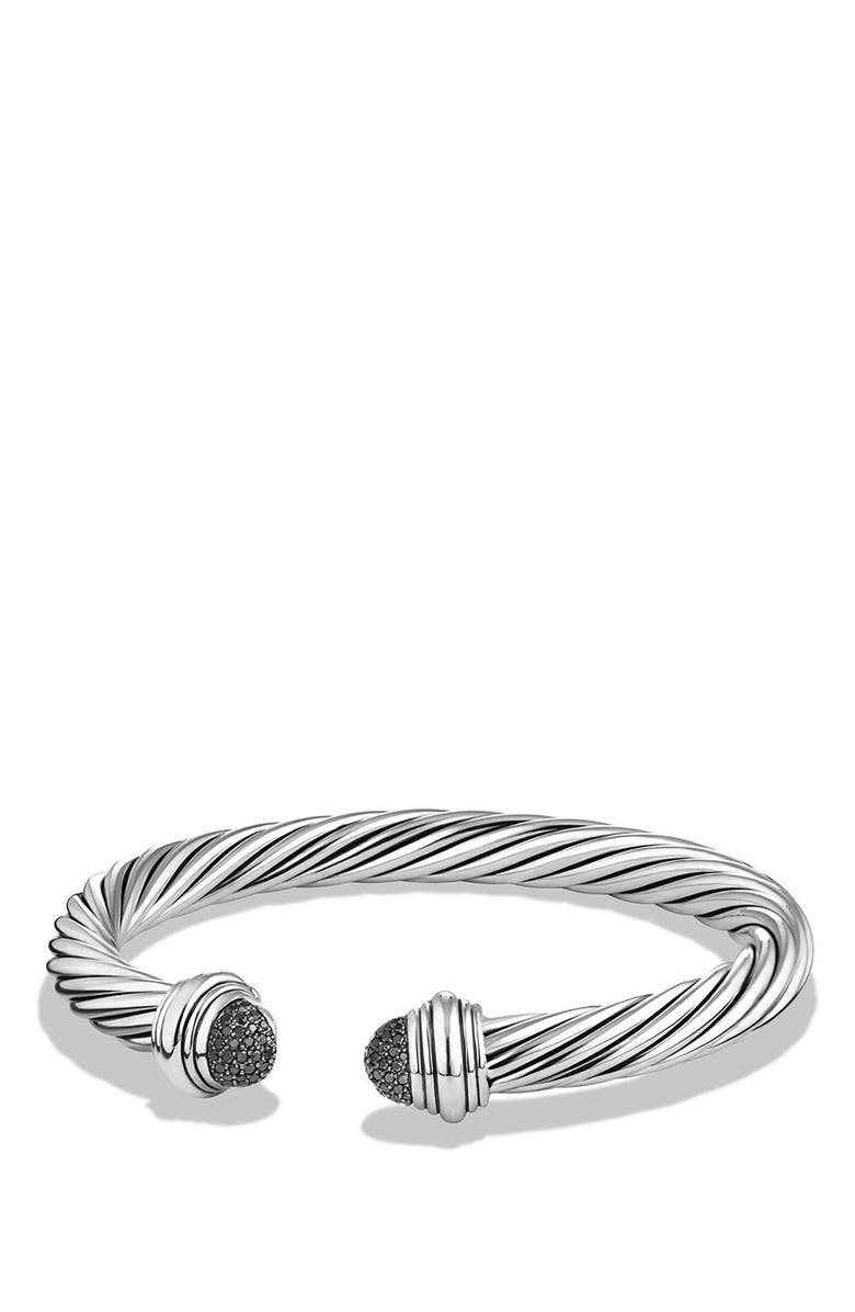 David Yurman Classic Cable Bracelet in Sterling Silver with Pavé Diamond Domes, 7mm, Main, color, 