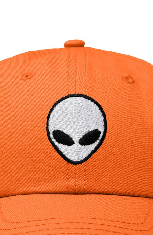 Dalix Alien Embroidered Classic Dad Cap In Orange