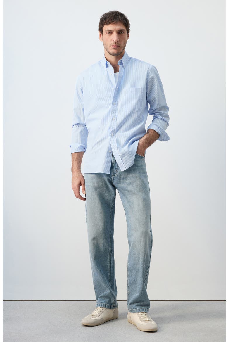 Regular Fit Stripe Button-Up Shirt, Alternate, color, SKY BLUE
