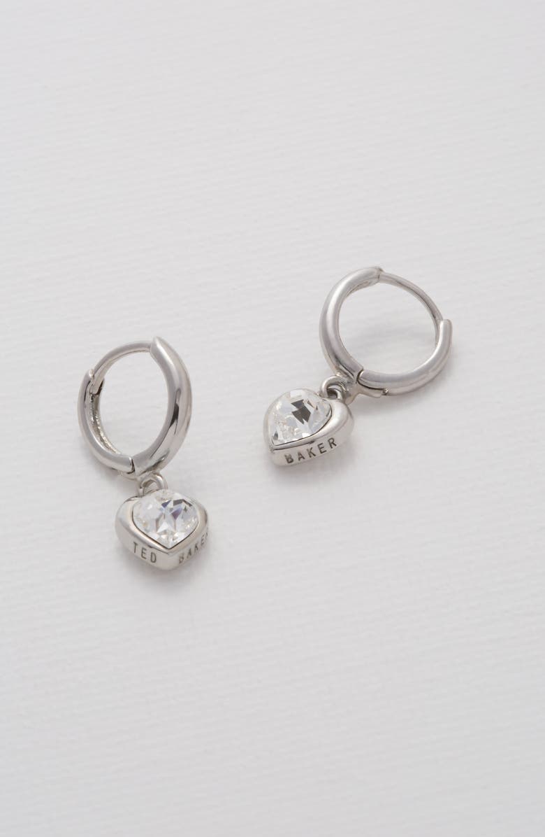 Ted Baker London Hanniy Crystal Heart Huggie Hoop Earrings, Alternate, color, 