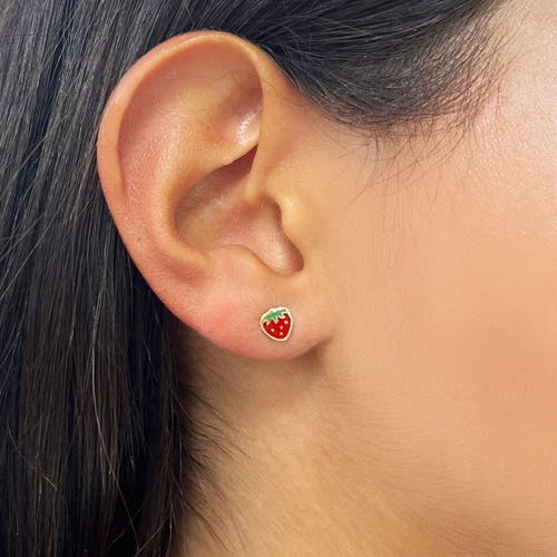 The Lovery Fine Jewelry Strawberry Enamel Stud Earrings In Red