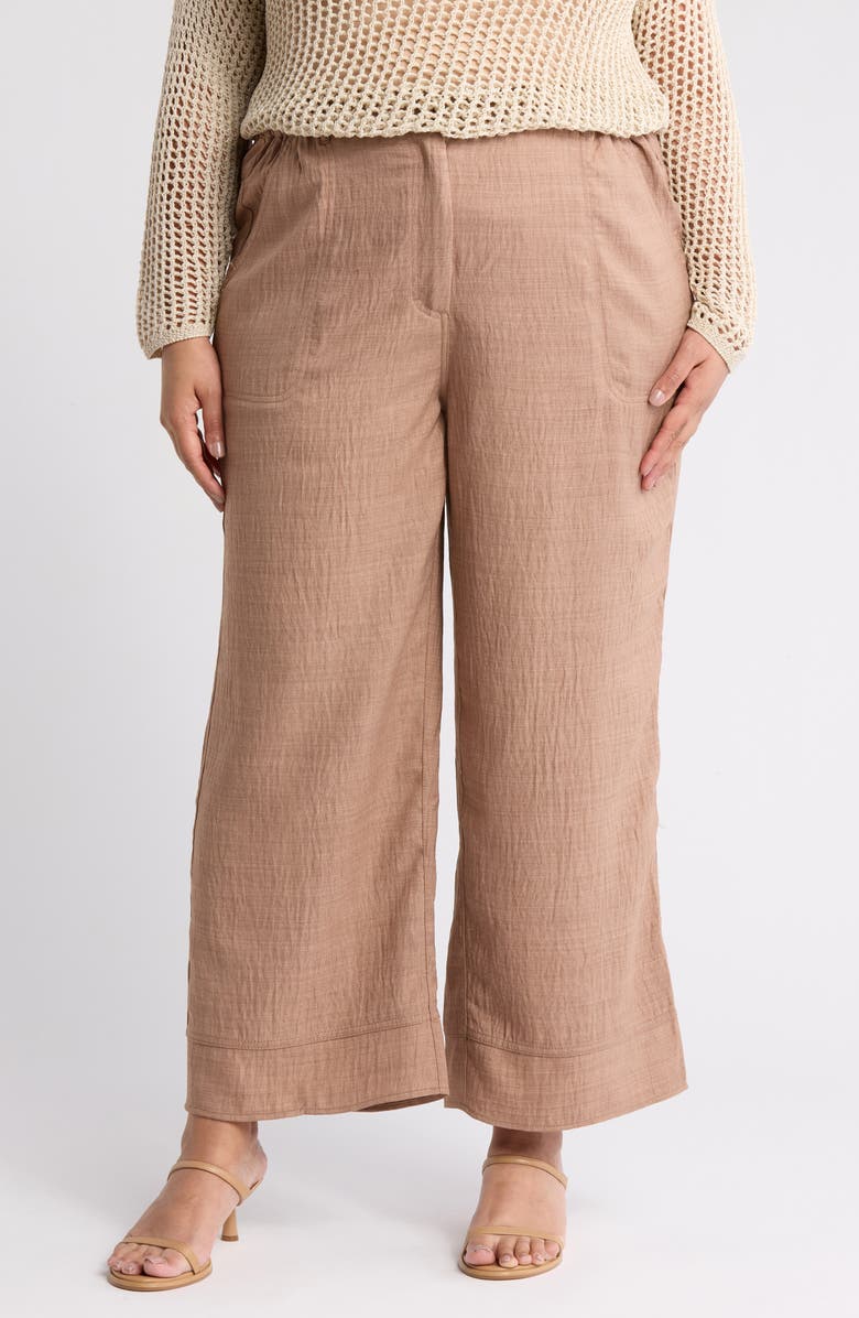 MAX STUDIO Textured Wide Leg Pants, Main, color, H.mushroom