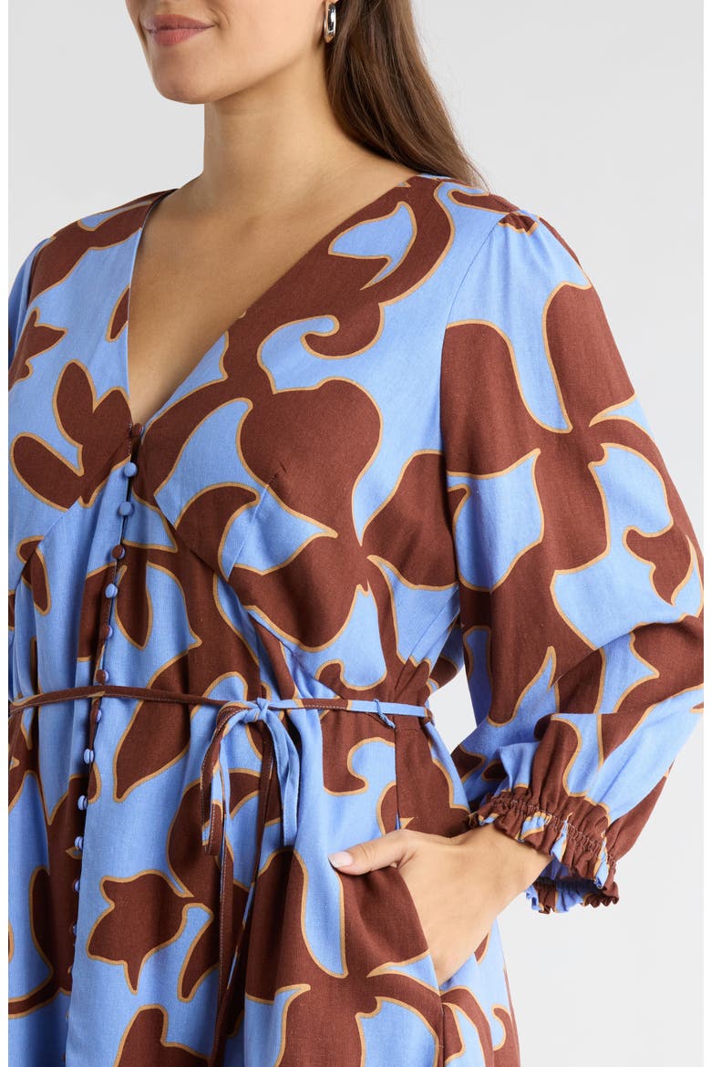 Briley Floral Print Long Sleeve Minidress, Alternate, color, BROWN-BLUE