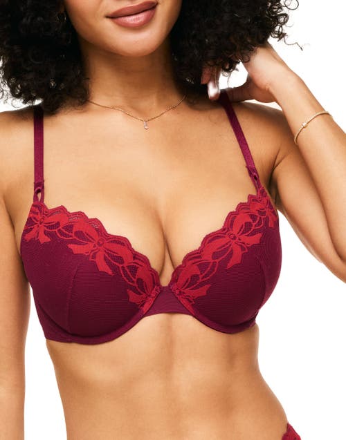 Adore Me Audrina Push Up Plunge Bra in Dark Red at Nordstrom, Size 34C