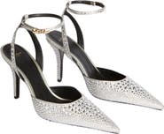 Balmain Strappy Satin Courts with Crystals