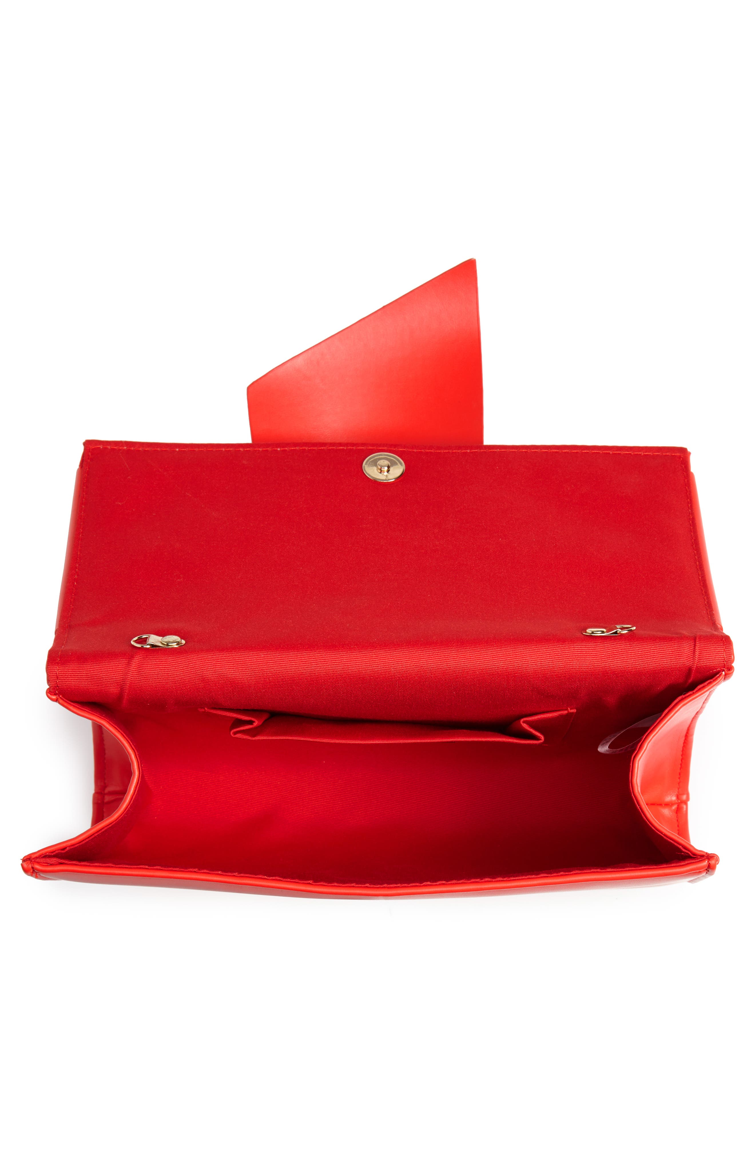 Street Level Bowtie Faux Leather Clutch, Alternate, color, 