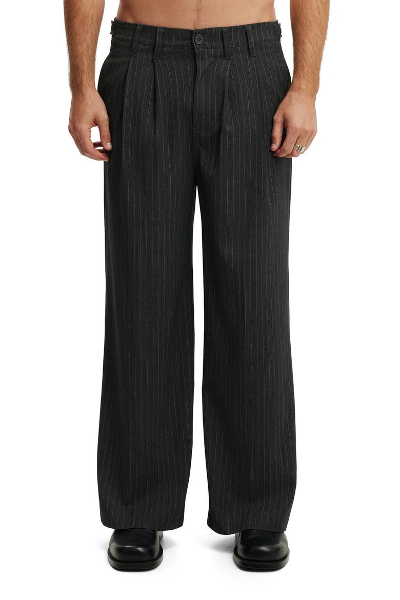 Men's Super Baggy Pleated Pant, Main, color, Dark Charcoal Pinstripe