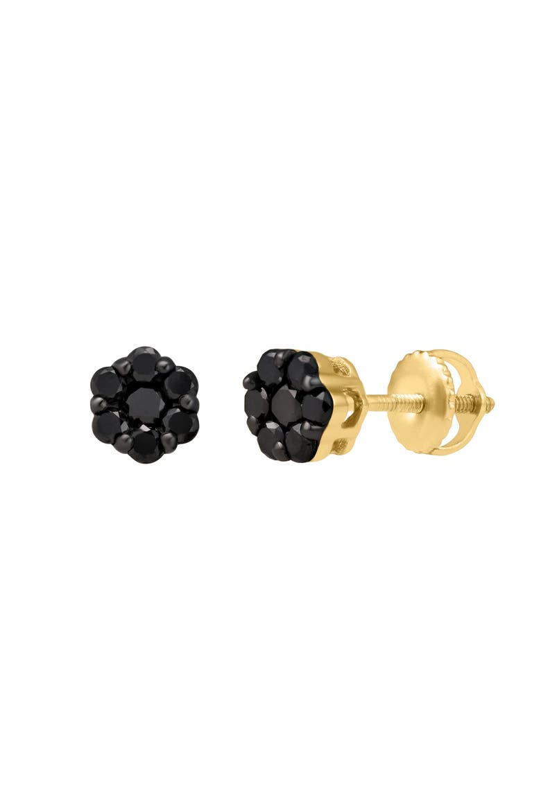 Obsidian 0.35 Cts Black Diamond Cluster Studs 10K Gold Earrings, Alternate, color, 10K Yellow Gold