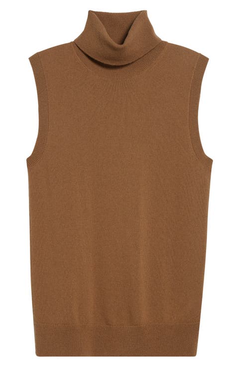 Sleeveless Cashmere Turtleneck Sweater