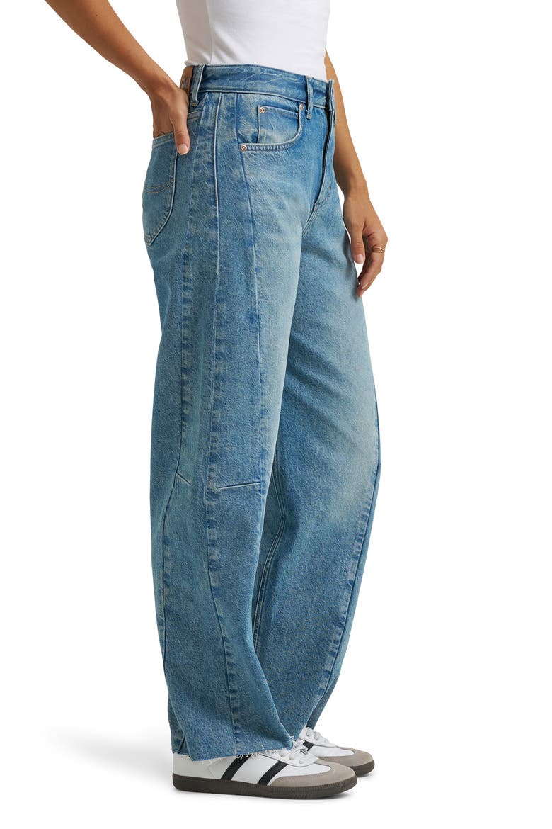 Rider Low Slung Mid Rise Raw Hem Barrel Leg Jeans, Alternate, color, MEMORY TRIP