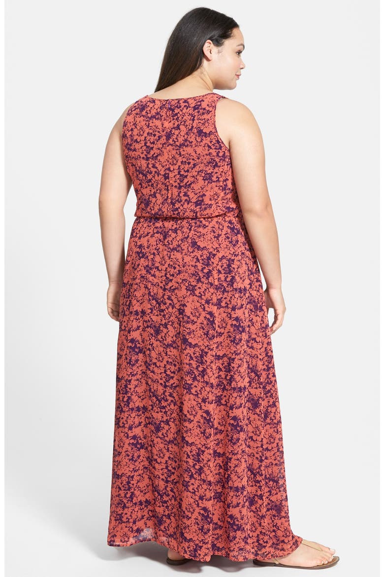 Print Sleeveless Chiffon Maxi Dress, Alternate, color, ORANGE- PURPLE DAISIES PRINT