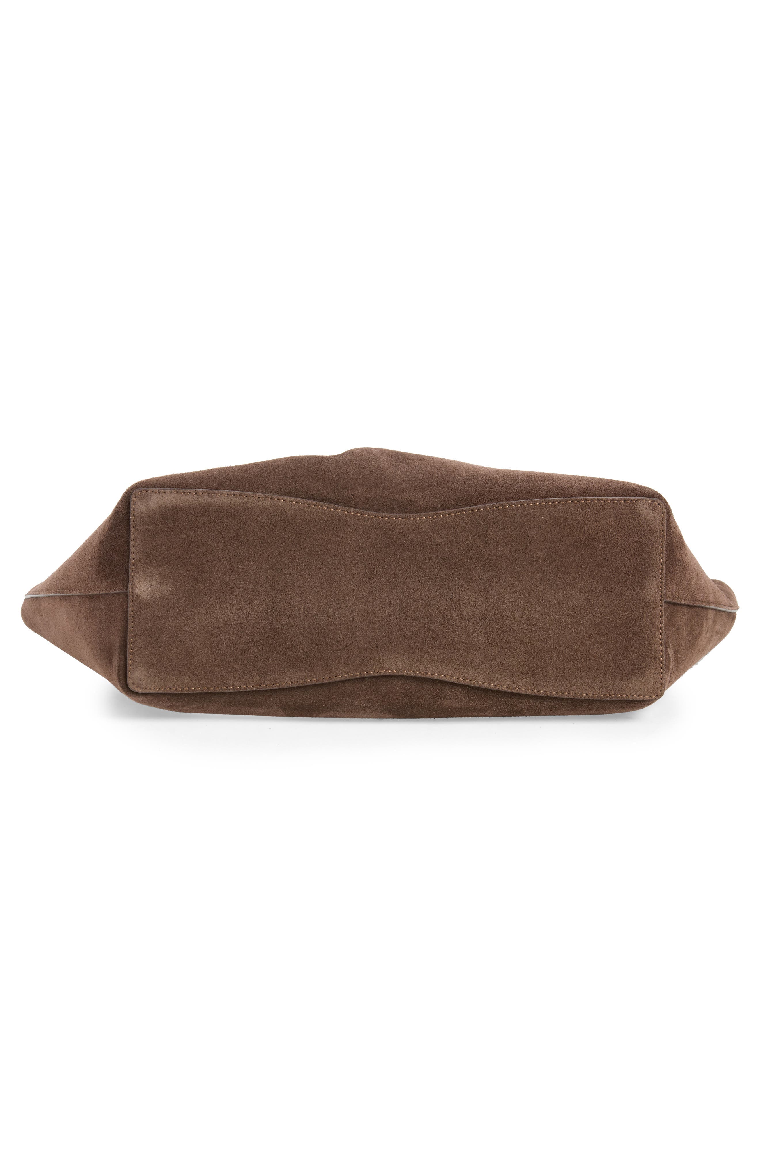 Belted Suede Tote, Alternate, color, DARK BROWN