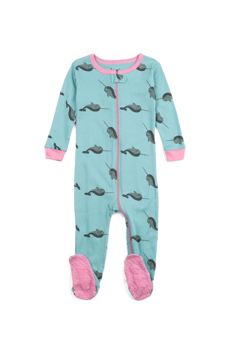 Leveret Footed Cotton Matching Family Pajamas, Nature & Water Prints, Main, color, Whale