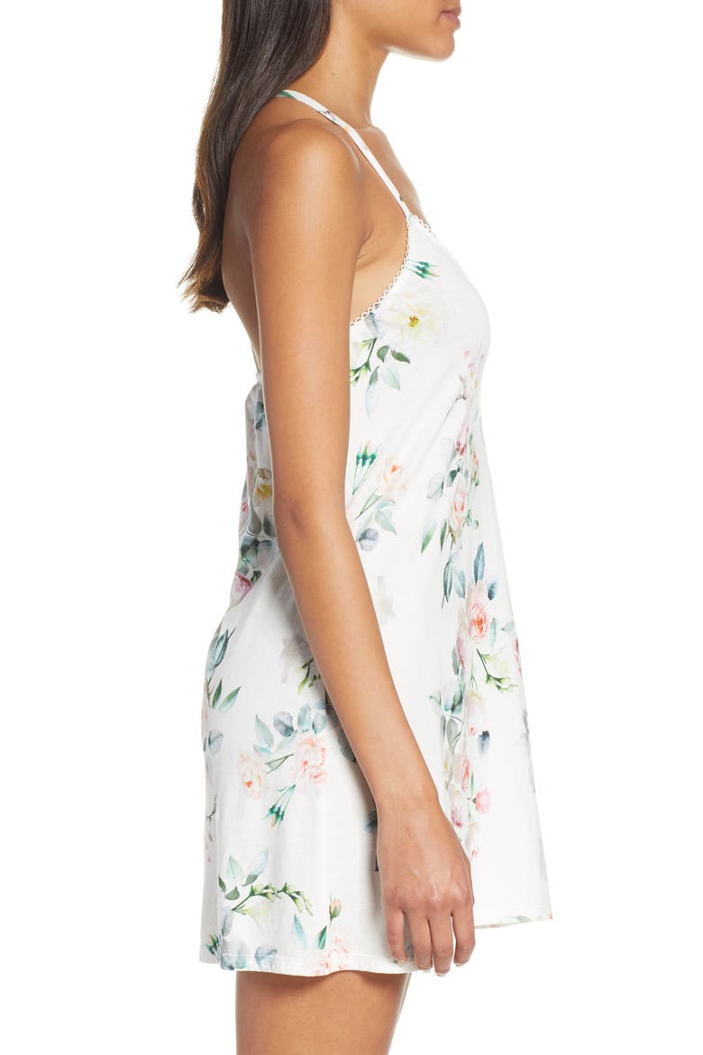 Pia Floral Print Chemise, Alternate, color, IVORY