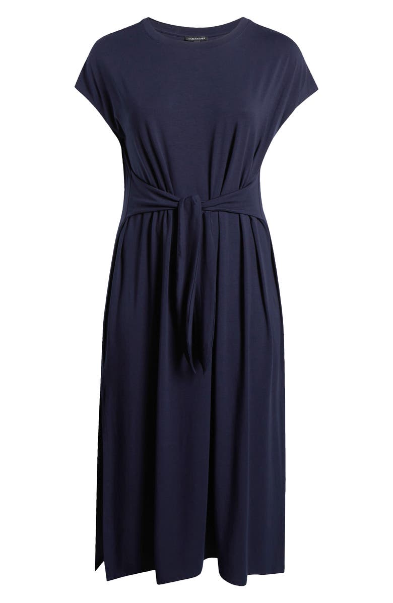 Eileen Fisher Tie Waist Jersey Maxi Dress, Alternate, color, Ink