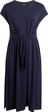 Eileen Fisher Tie Waist Jersey Maxi Dress