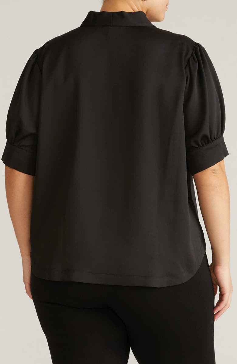 Universal Standard Beatrice Pebble Georgette Top, Alternate, color, Black