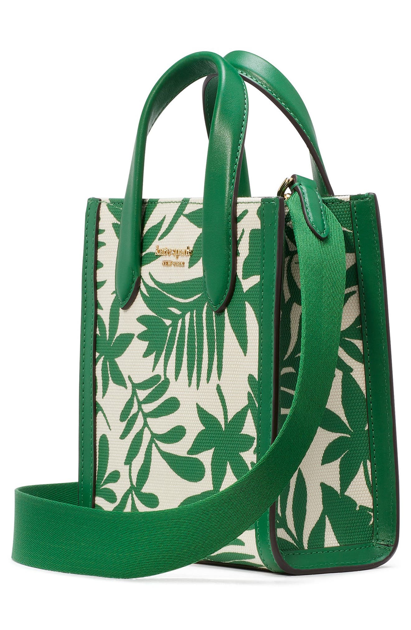 Kate Spade New York mini manhattan foliage print tote, Alternate, color, 