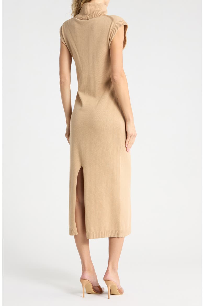 Sleeveless Cotton & Cashmere Turtleneck Midi Dress, Alternate, color, LIGHT CAMEL