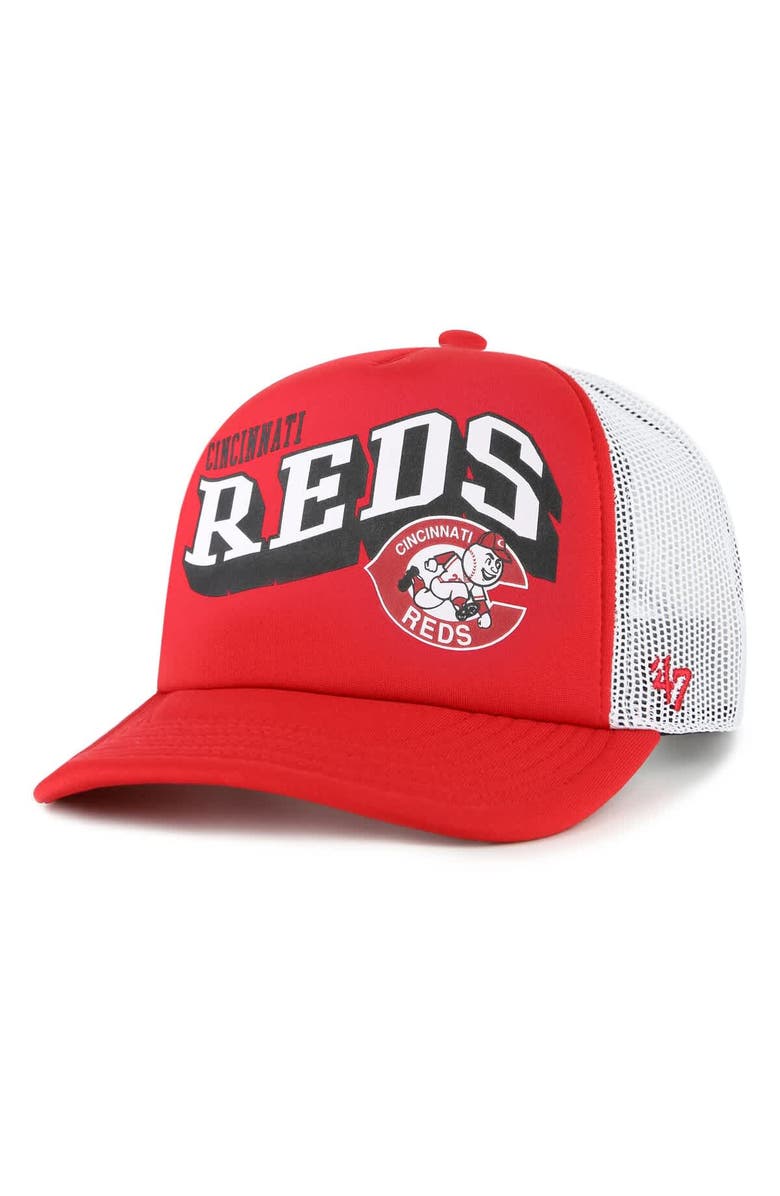 '47 Men's '47 Red Cincinnati Reds Meander Foam Trucker Snapback Hat, Main, color, Red
