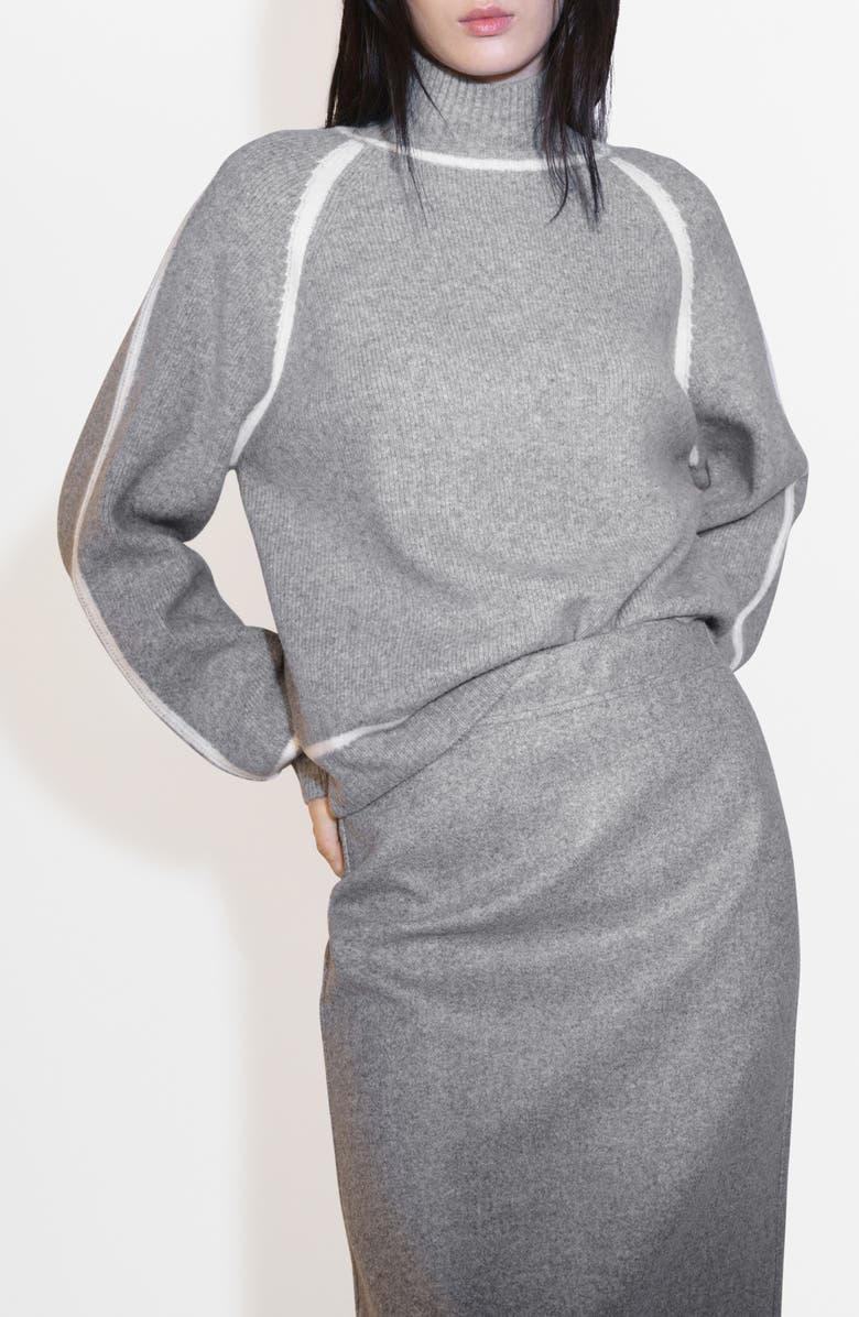 MANGO Contrast Detail Turtleneck Sweater, Main, color, 