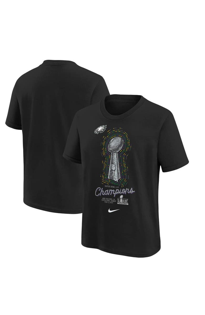 Nike Youth Nike  Black Philadelphia Eagles Super Bowl LIX Champions Lombardi Trophy T-Shirt, Alternate, color, 