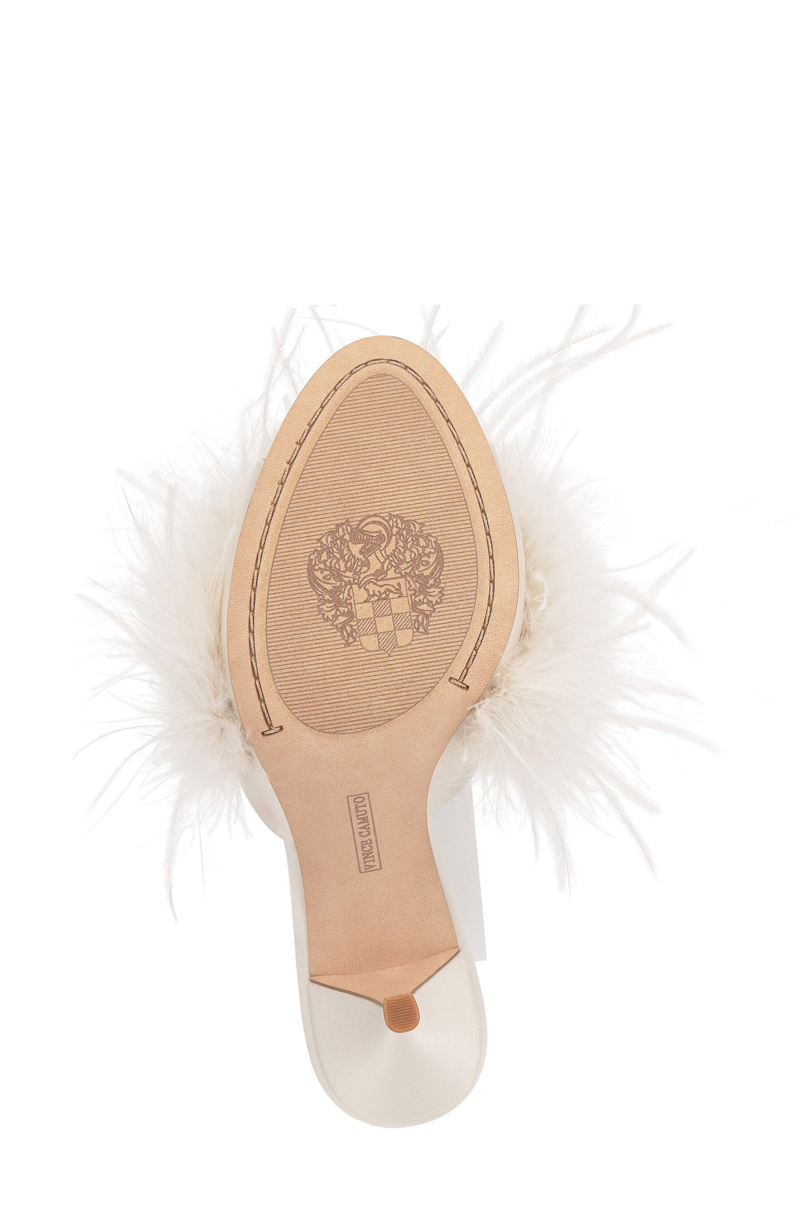 Vince Camuto Paelly Faux Feather Slide Sandal, Alternate, color, Milk