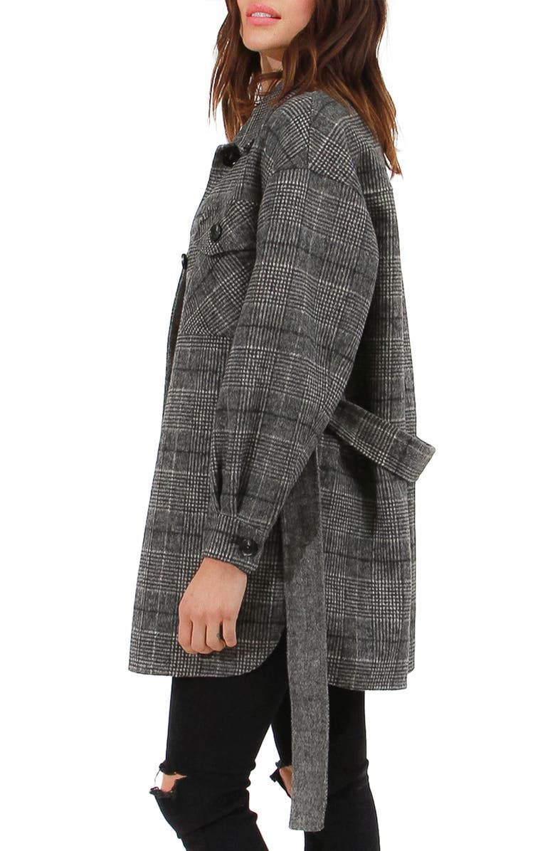 Belle & Bloom Back Together Plaid Wool Blend Coat, Alternate, color, Black/ White