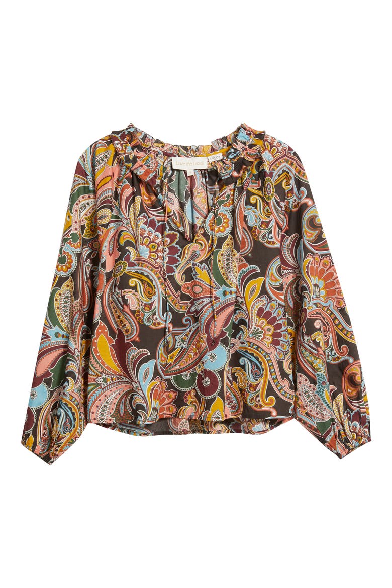 Libby Balloon Sleeve Cotton Top, Alternate, color, PAISLEY FANFARE LIBERTY PRINT