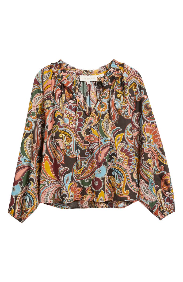 LOVE THE LABEL Libby Balloon Sleeve Cotton Top, Alternate, color, Paisley Fanfare Liberty Print