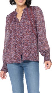 GIBSONLOOK Floral Long Sleeve Button-Up Blouse