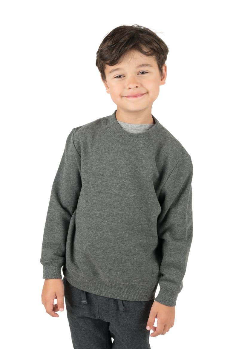Kids Pullover Sweatshirt, Long Sleeve, Solid Colors, Main, color, DARK GREY
