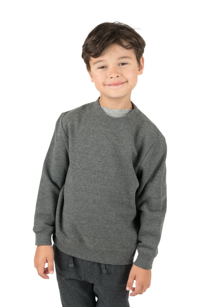 Leveret Kids Pullover Sweatshirt, Long Sleeve, Solid Colors, Main, color, Dark Gray