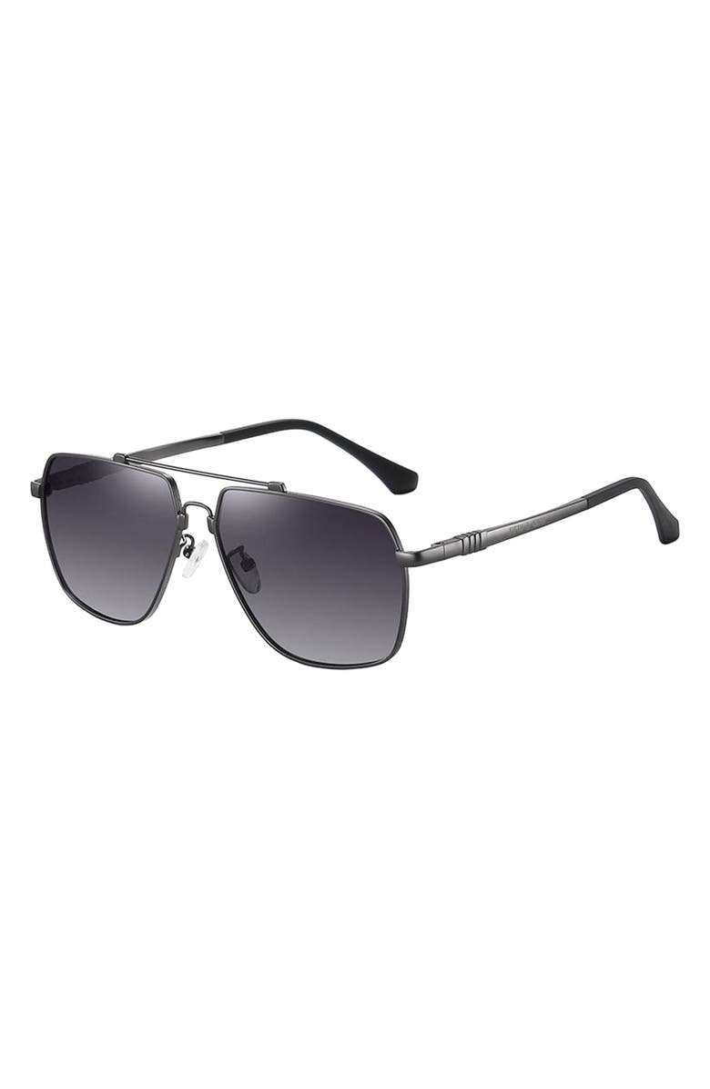 Fifth & Ninth East 62mm Polarized Aviator Sunglasses, Alternate, color, Black/ Black