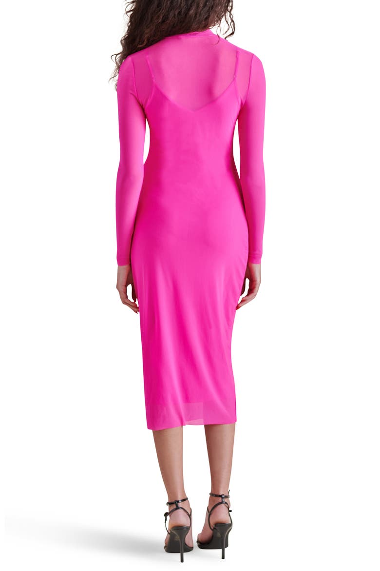 Vivienne Long Sleeve Mesh Midi Dress, Alternate, color, PINK GLO