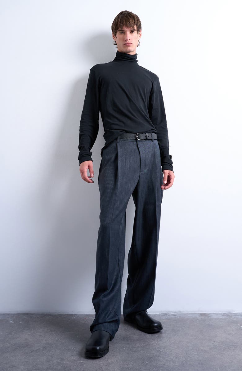 Topman Turtleneck Long Sleeve Top, Alternate, color, Black