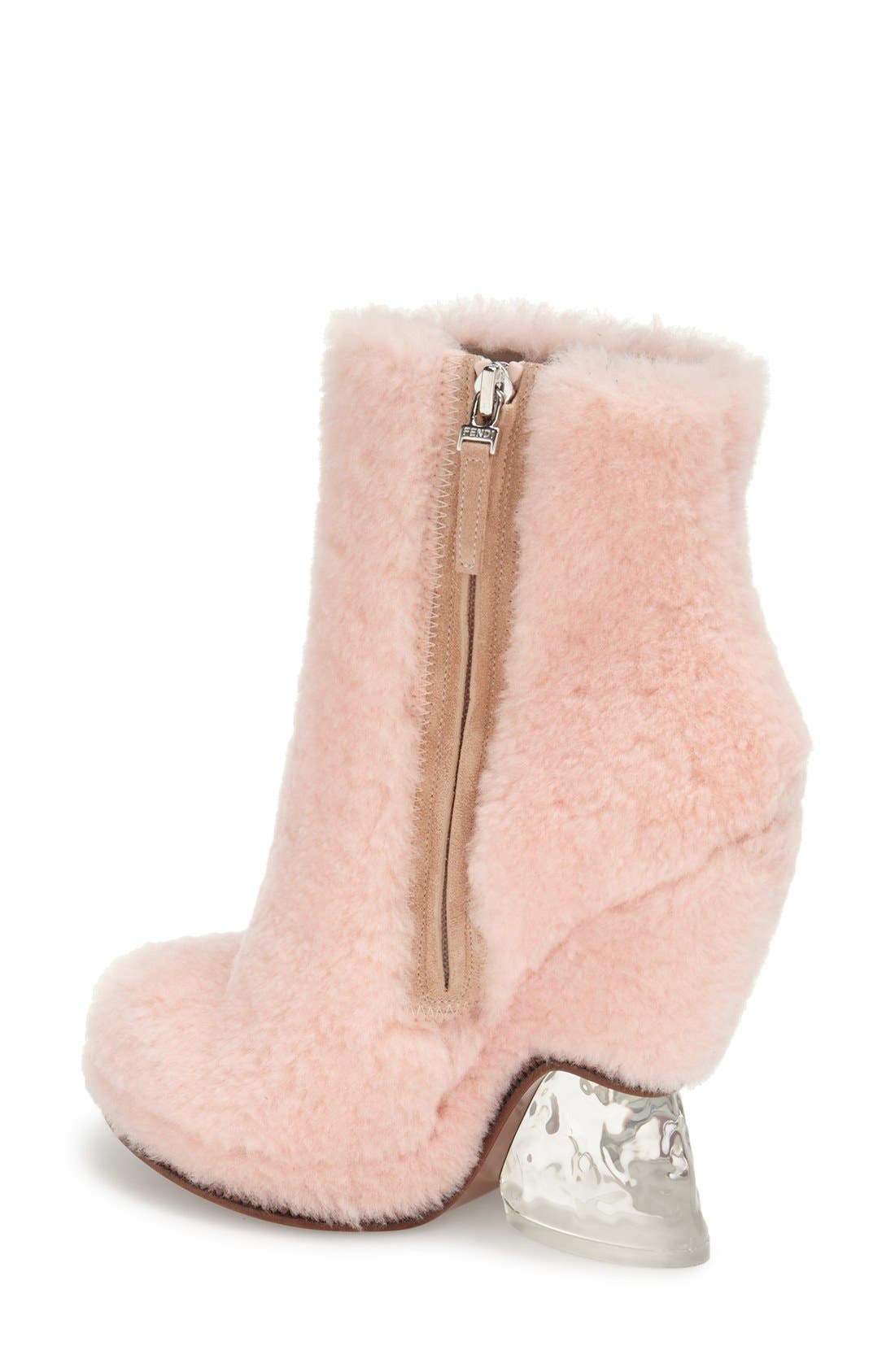 Genuine Shearling Ankle Bootie, Alternate, color, PINK SHEARLING