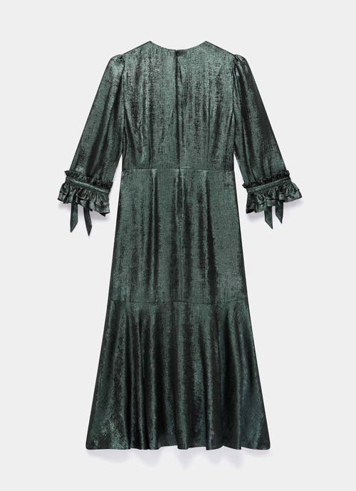 Mint Velvet Metallic Midi Dress In Green