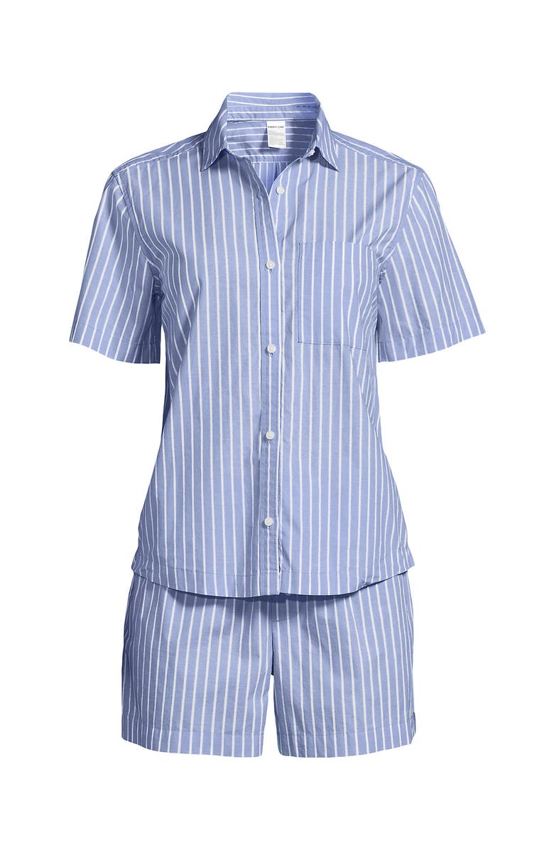Lands' End Poplin 2 Piece Pajama Set - Short Sleeve Shirt and Shorts, Alternate, color, 