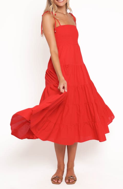 Carroll Smocked Midi Dress