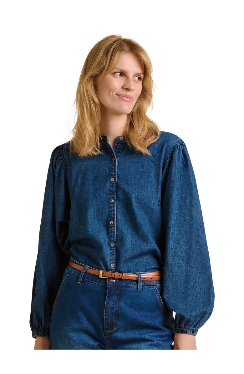 Brakeburn Auri Long Sleeve Round Neck Denim Shirt, Main, color, Blue