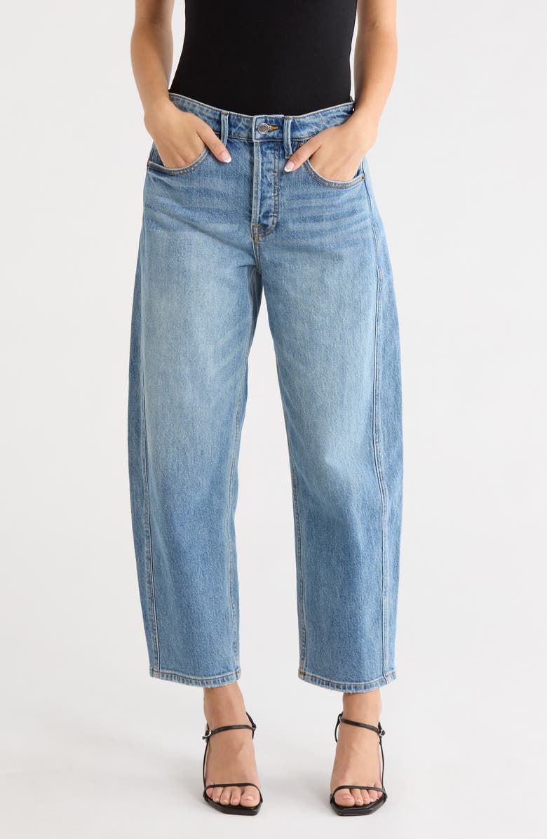 Good American High Waist Ankle Barrel Jeans, Main, color, Indigo1350