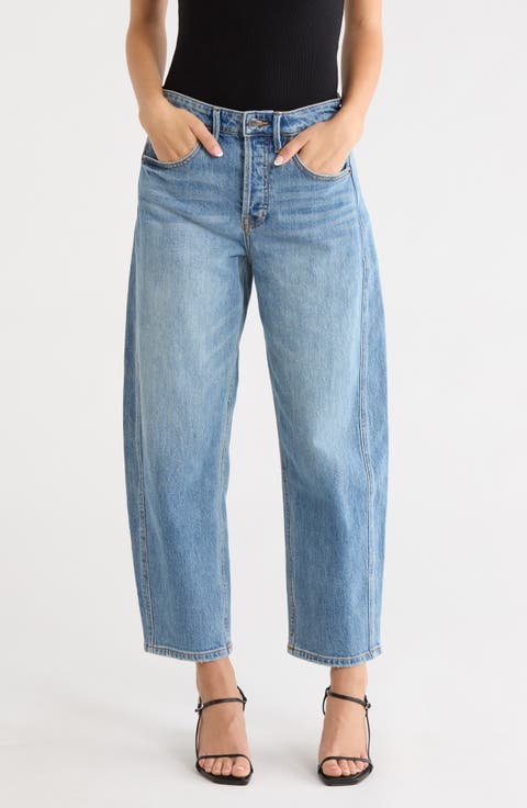 High Waist Ankle Barrel Jeans