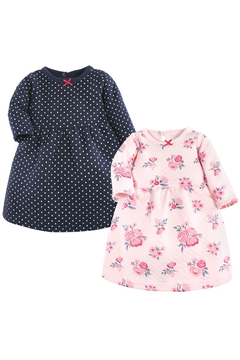 2Pk Quilted Long Sleeve Dress, Main, color, Pink and Navy Floral
